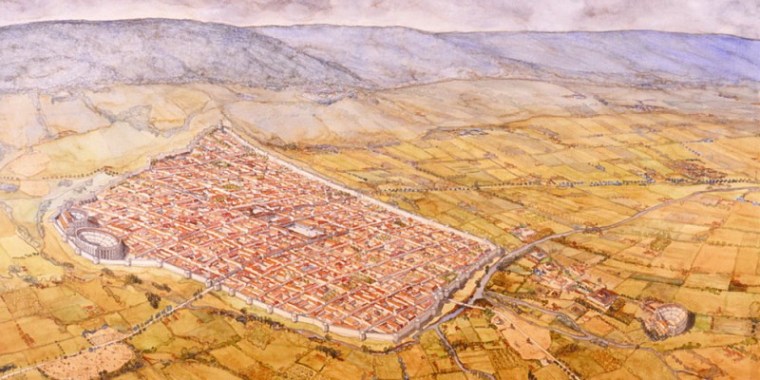 Ricostruzione acquarellata da Golvin