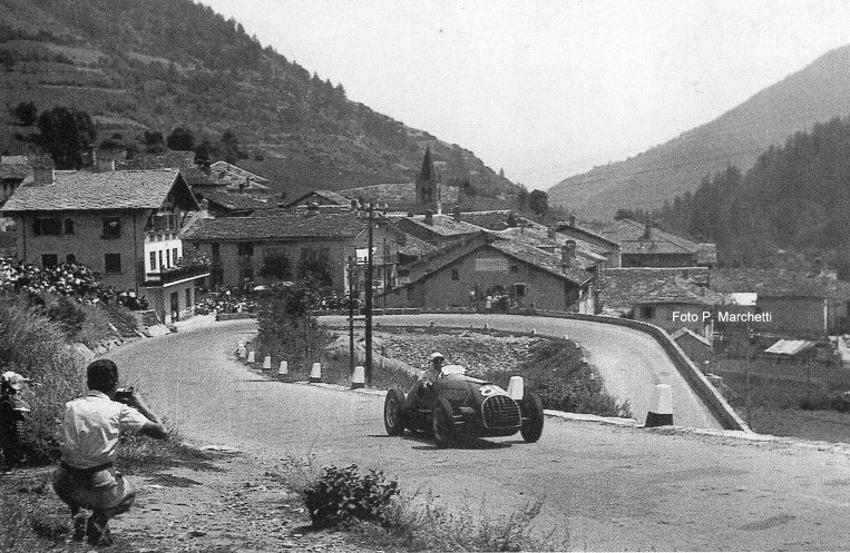Il curvone di Etroubles nel 1955- foto di P. Marchetti gentilmente concessa da Sandra Moschella